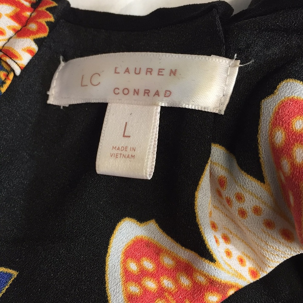 🎉Lauren Conrad Black Floral Dress Large - Picture 6 of 6